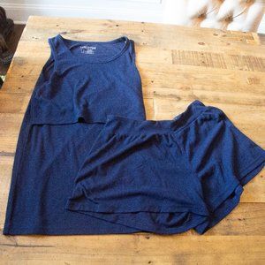 Latched Mama Nursing Tank & Short Lounge Set Navy